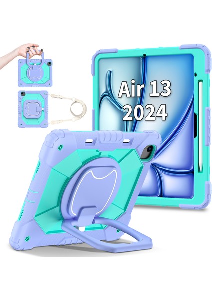 iPad Air 13 (2024) Stand Case Silikon Pc nane i Tablet Kılıfı (Yurt Dışından)