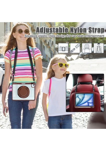 iPad Air 11 (2024) Omuz Askılı Stand Pc Tpu Akrilik Çikolata Tablet Kılıfı (Yurt Dışından)
