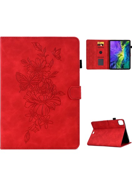 For Air 11 (2024) AIR (2020 2022) Deri Çiçek Desenli Stand Tablet Kılıfı (Yurt Dışından)