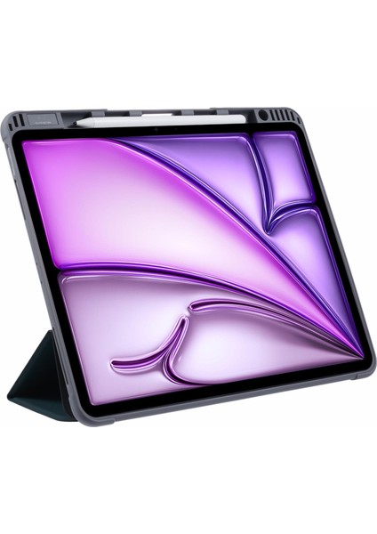 iPad Air 13 (2024) Üç Katlı Deri Otomatik Uyandırma uyku Tablet Kılıfı (Yurt Dışından)