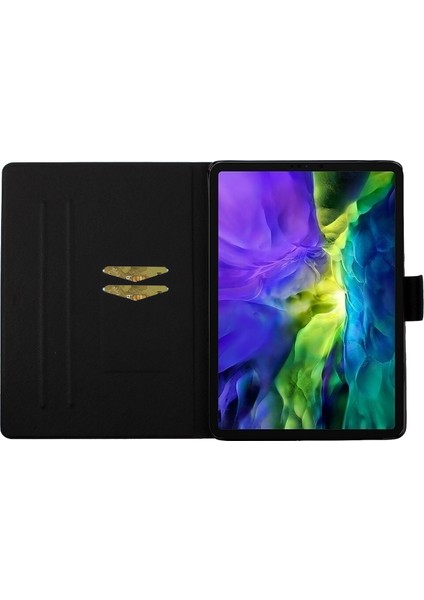 iPad Pro 11 (2024) Desen Baskı Pu Deri Kart Tutucu Ay Işığı Kedi Tablet Kılıfı (Yurt Dışından)