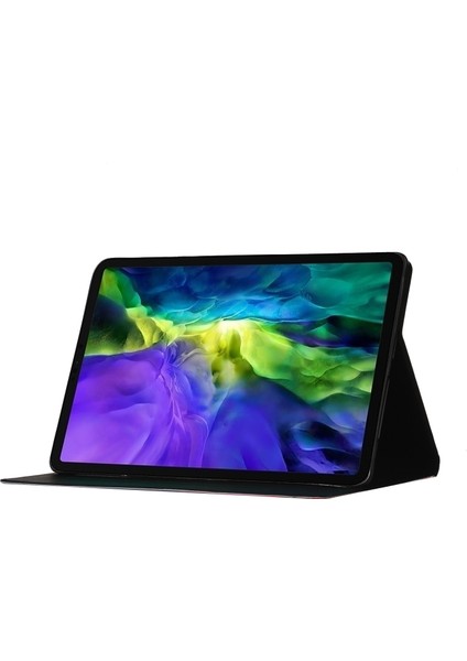 iPad Pro 11 (2024) Desen Baskı Pu Deri Kart Tutucu Ay Işığı Kedi Tablet Kılıfı (Yurt Dışından)