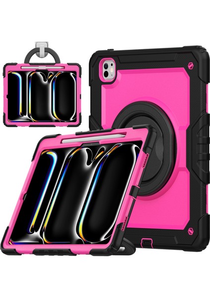 iPad Pro 13 (2024) Stand Case Pc Omuz Askılı Silikon Tablet Kılıfı (Yurt Dışından)