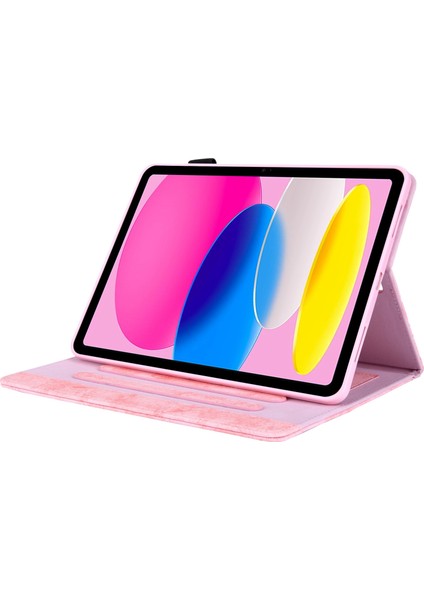 iPad 10.9 (2022) Kumaş Doku Koruyucu Standı Iş Pu Deri Kart Sahibinin Çizilmez Tablet Kılıfı (Yurt Dışından)