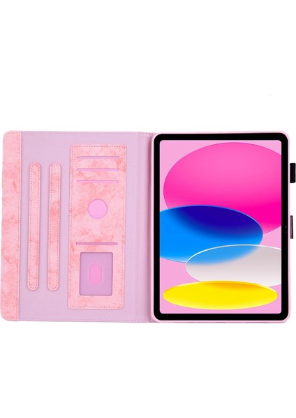 iPad 10.9 (2022) Kumaş Doku Koruyucu Standı Iş Pu Deri Kart Sahibinin Çizilmez Tablet Kılıfı (Yurt Dışından)