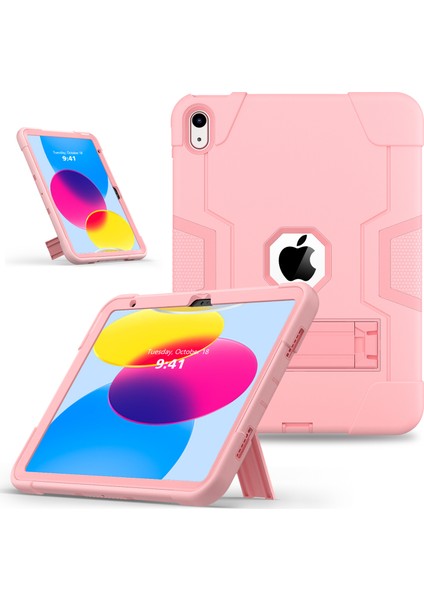 iPad 10.9 (2022) Silikon Pc Renk Kontrast Düşme Önleyici Standı Koruyucu Tablet Kılıfı (Yurt Dışından)