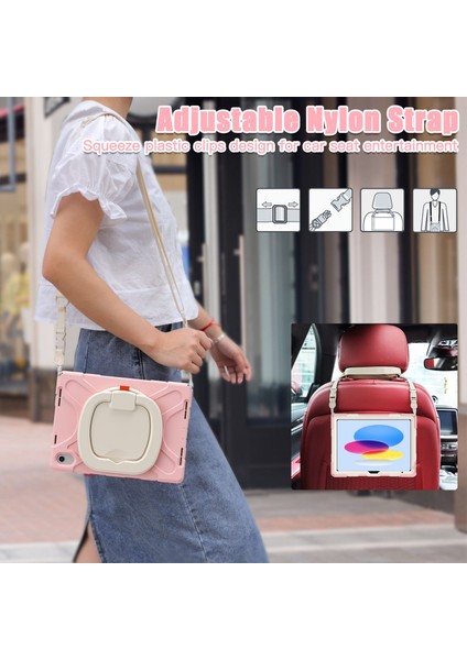 iPad 10.9 (2022) Döner Tekme Standı Koruyucu Pc Silikon Omuz Askılı Düşmeyi Önleyici Arka Tablet Kılıfı (Yurt Dışından) indirimleri