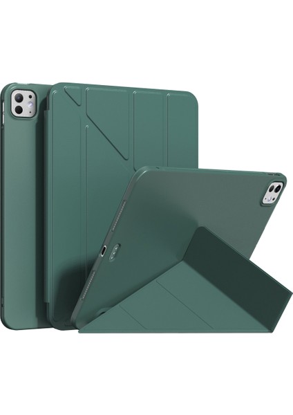 iPad Pro 11 (2024) Origami Standı Deri Otomatik Uyandırma uyku Gece Yarısı i Tablet Kılıfı (Yurt Dışından)