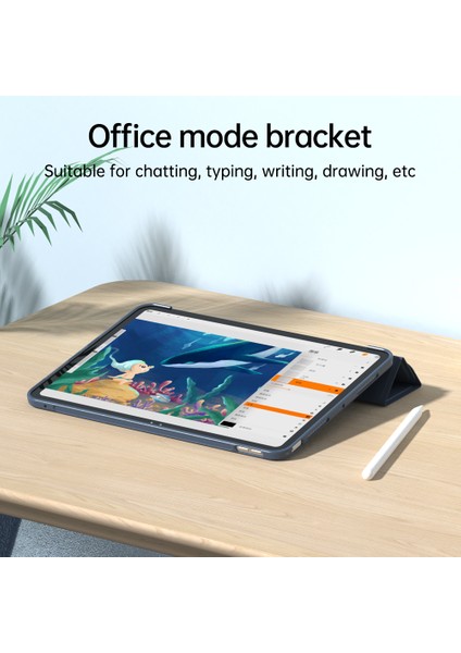 iPad Pro 11 (2024) Origami Standı Deri Otomatik Uyandırma uyku Gece Yarısı i Tablet Kılıfı (Yurt Dışından)