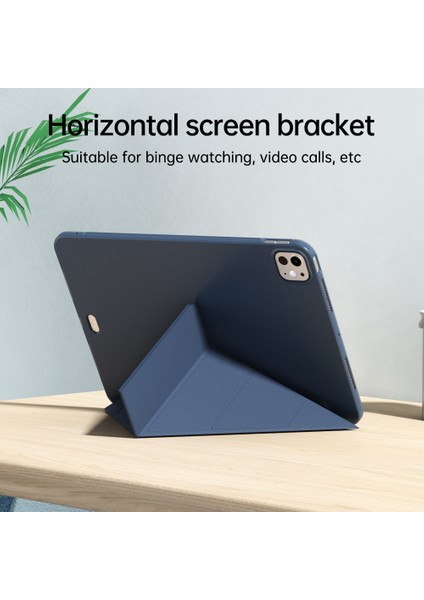 iPad Pro 11 (2024) Origami Standı Deri Otomatik Uyandırma uyku Gece Yarısı i Tablet Kılıfı (Yurt Dışından)