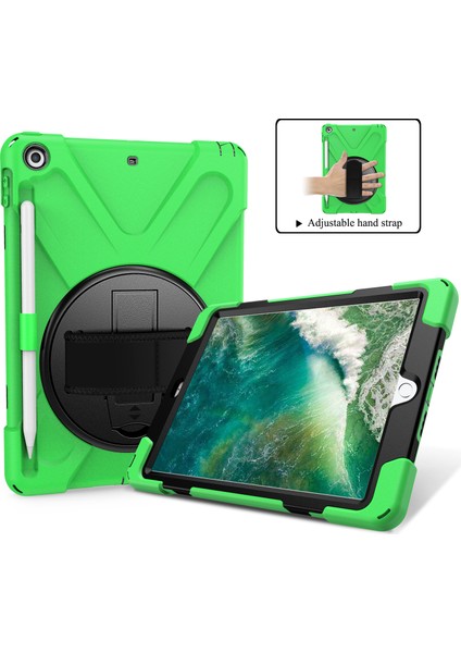 iPad 9 7 Inç (2018 2017) Pc Tpu Birleşik 360 Derece Dönebilen Çubuğu el Kayışı ve Omuz Askısı Tablet Kılıfı (Yurt Dışından)