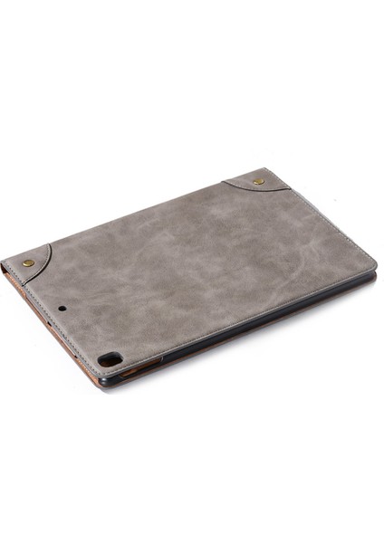 Retro Kitap Desenli Cüzdan Deri iPad 10.2 (2021 2020 2019) PRO 10.5 (2017) GRI Tablet Kılıfı (Yurt Dışından) indirimleri