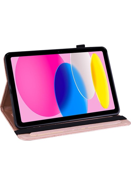iPad 10.9 (2022) IPAD 10. Nesil Pu Deri Baskı Ler Standı Kart Tutucu Otomatik Uyandırma uyku Koruyucu Tablet Kılıfı (Yurt Dışından)