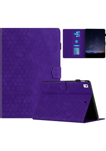 iPad 10.2 (2019 2020 2021) Petek Baskılı Kart Yuvalı Deri Tablet Kılıfı (Yurt Dışından)