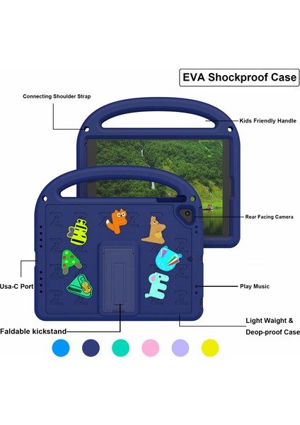 iPad 9.7 Inç (2018 2017) Eva Pc Standı Karikatür Tamı Lacivert Tablet Kılıfı (Yurt Dışından)