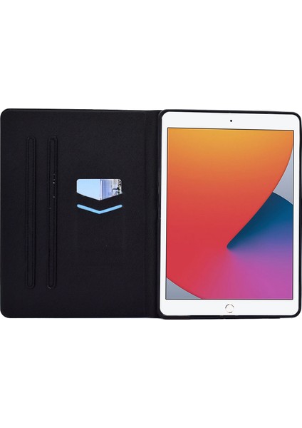 iPad 10.2 (2019 2020) Kart Yuvası Standı Deri Desen Baskı Manyetik Düşme Önleyici Cam Tablet Kılıfı (Yurt Dışından) fiyatları