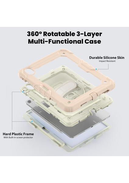 iPad Air 11 (2024) Pc Silikon Standı Ekran Koruyuculu Bej Tablet Kılıfı (Yurt Dışından) fırsatları