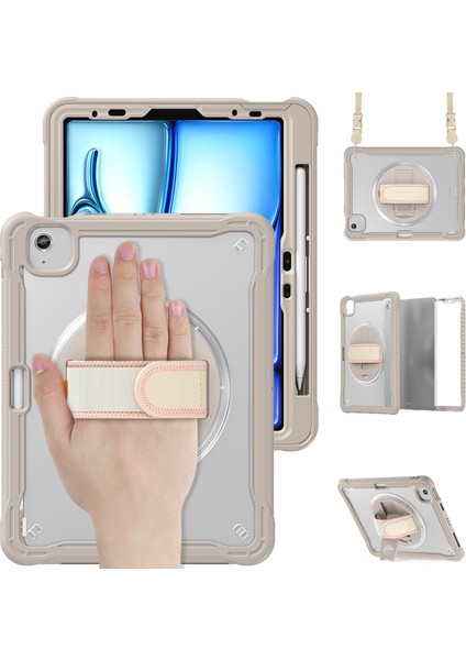 iPad Air 11 (2024) Omuz Askılı stand Haki Tablet Kılıfı (Yurt Dışından)