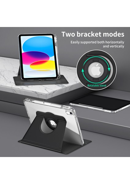iPad 10.9 (2022) Koruyucu Pu Deri Akrilik Döner Tekme Standı Tablet Kılıfı (Yurt Dışından) modelleri
