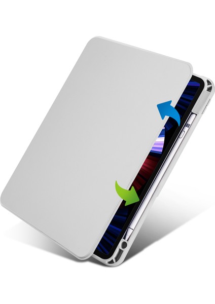 iPad Pro 12.9 Inç Pu Deri Döner Tekme Standı Kalem Tutucu ile Akrilik Tablet Kılıfı (Yurt Dışından)