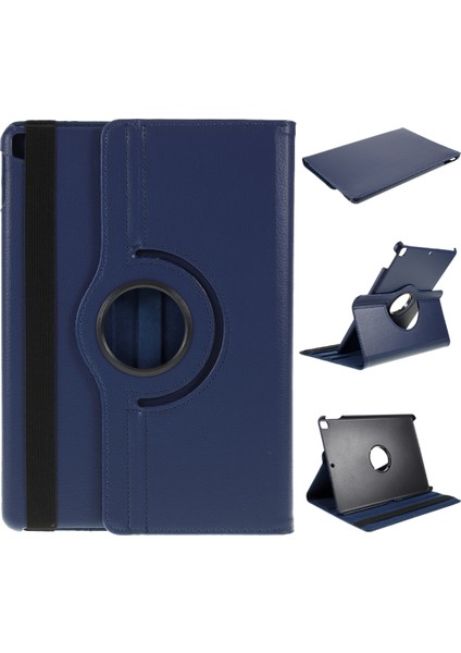 iPad 10.2 (2019 2020 2021) 360 DÖNER Standlı Deri Litchi Tahıl Tablet Kılıfı (Yurt Dışından)
