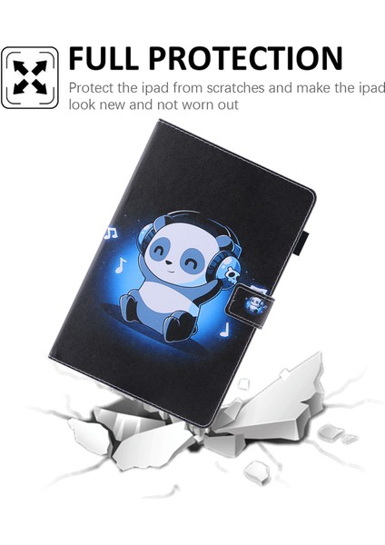 iPad Mini (2021) Otomatik Uyandırma uyku Özellikli Ince Katlanır Stand Çapraz Doku Desenli Pu Deri Koruyucu Panda Müzik Dinleme Tablet Kılıfı (Yurt Dışından) fırsatları