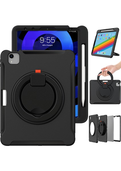Döner Tekme Standı iPad Air 11 (2024) AIR (2020) AIR (2022) SIYAH Tablet Kılıfı (Yurt Dışından)