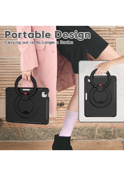 Döner Tekme Standı iPad Air 11 (2024) AIR (2020) AIR (2022) SIYAH Tablet Kılıfı (Yurt Dışından)