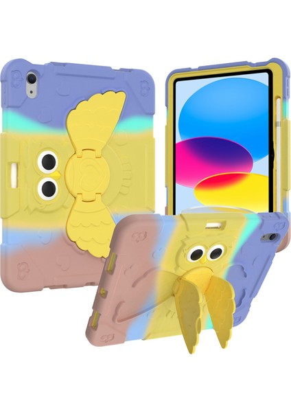 iPad 10.9 (2022) Degrade Silikon Dönen Pc Standı Kaymaz Degrade Tablet Kılıfı (Yurt Dışından)