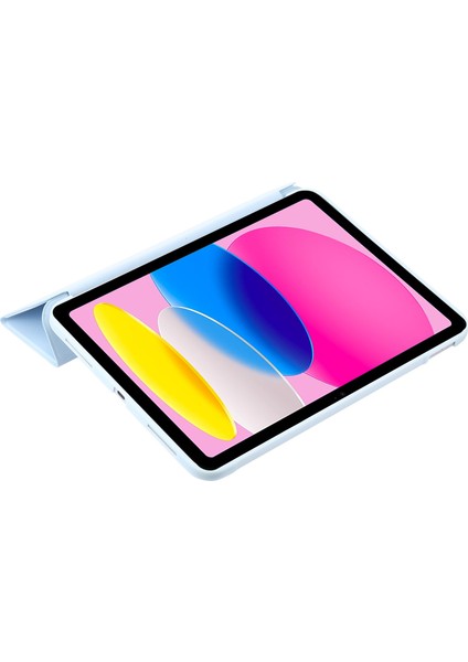 iPad 10.9 (2022) Üç Katlı Stand Pu Deri Silikon Düşmeyi Önleyen Tablet Kılıfı (Yurt Dışından)