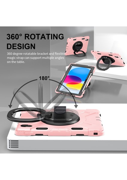 iPad 10.9 (2022) Pc Silikon Sağlam Standı Omuz Askılı Kalem Tutucu Tablet Kılıfı (Yurt Dışından)