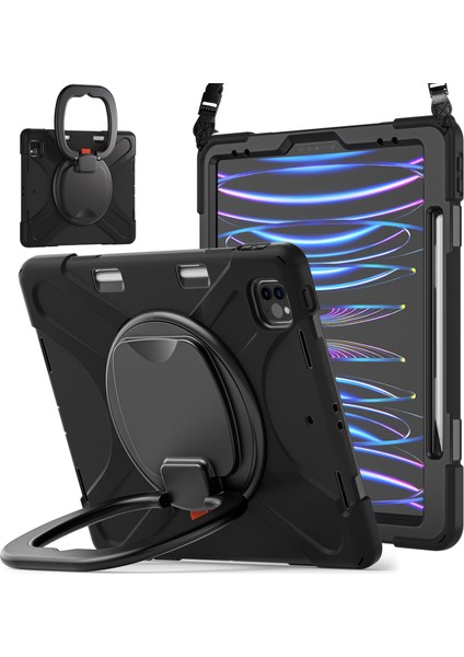 Kalem Manyetik Emilmiş Fonksiyon Tamı Taşınabilir Hibrit iPad Pro 12 9 Inç Omuz Askılı 360° Dönebilen Tekme Standı Tablet Kılıfı (Yurt Dışından) fiyatları