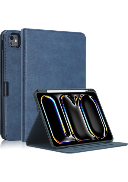 iPad Pro 11 (2024) Standı Pu Deri Akıllı Koruyucu ile Kalem Tutucu Tablet Kılıfı (Yurt Dışından)