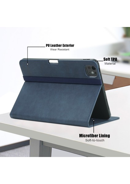 iPad Pro 11 (2024) Standı Pu Deri Akıllı Koruyucu ile Kalem Tutucu Tablet Kılıfı (Yurt Dışından)