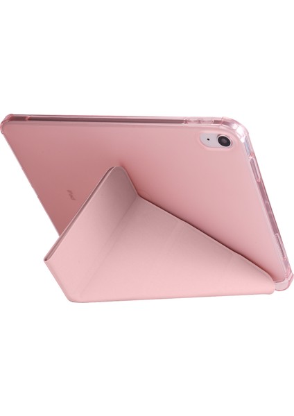 iPad 10.9 (2022) Deri Düşmeyi Önleyici Koruyucu V Katlama Standı Kalem Yuvalı Tablet Kılıfı (Yurt Dışından)