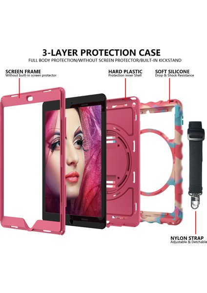 iPad 10.2 (2019 2020 2021) Düşmeyi Önleyici Silikon Pc Standı Omuz Askılı Tablet Kılıfı (Yurt Dışından) fırsatları