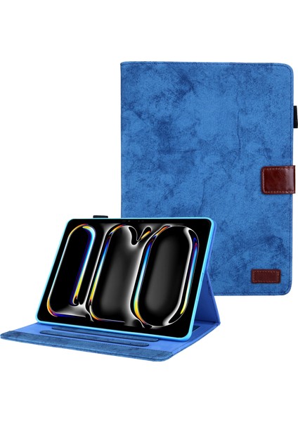 iPad Pro 11 (2024) Otomatik Uyandırma uyku ile Kumaş Doku Pu Deri Tablet Kılıfı (Yurt Dışından)