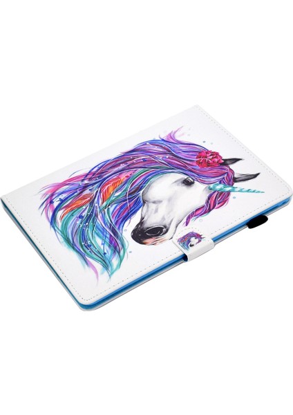 iPad 9.7 Inç (2017 2018) Dikişli Deri Koruyucu Standı kart Yuvası ile Manyetik Kapatma Tablet Kılıfı (Yurt Dışından)