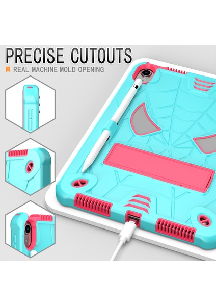 iPad 10.9 (2022) Koruyucu Düşme Önleyici Örümcek Stili Pc Silikon Stand Kayışlı Nane i Tablet Kılıfı (Yurt Dışından)