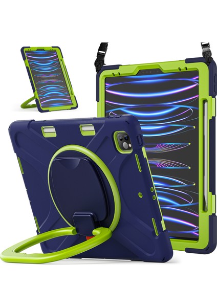 Kalem Manyetik Emilmiş Fonksiyon Tamı Taşınabilir Hibrit iPad Pro 12.9 Inç Omuz Askılı 360° Dönebilen Tekme Standı Tablet Kılıfı (Yurt Dışından) modelleri