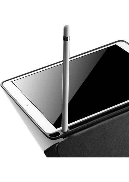 Kumaş Dokusu Üç Katlı Stand Pu Deri Akıllı ve iPad Air (2019) PRO(2017) Kalem Tutucu Tablet Kılıfı (Yurt Dışından) modelleri
