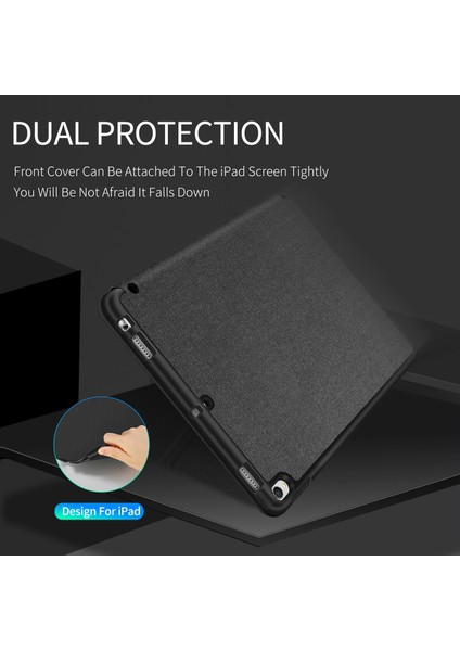 Kumaş Dokusu Üç Katlı Stand Pu Deri Akıllı ve iPad Air (2019) PRO(2017) Kalem Tutucu Tablet Kılıfı (Yurt Dışından) fırsatları