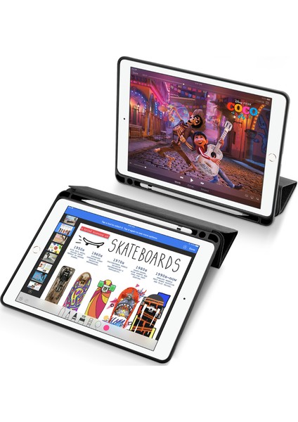 Kumaş Dokusu Üç Katlı Stand Pu Deri Akıllı ve iPad Air (2019) PRO(2017) Kalem Tutucu Tablet Kılıfı (Yurt Dışından) indirimleri