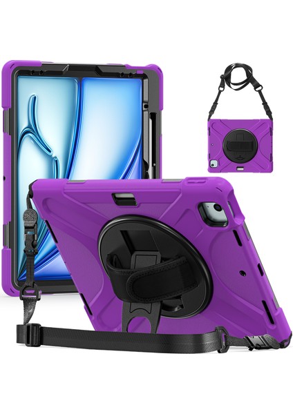 iPad Air 13 (2024) stand Tpu Pc Silikon Omuz Askılı Tablet Kılıfı (Yurt Dışından)
