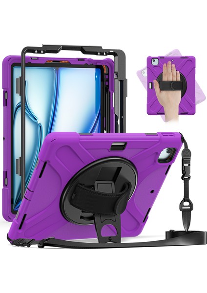 iPad Air 13 (2024) stand Tpu Pc Silikon Omuz Askılı Tablet Kılıfı (Yurt Dışından)