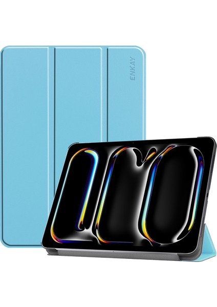 iPad Pro 11 (2024) Üç Katlı Stand Pu Deri Pc Tablet Kılıfı (Yurt Dışından)