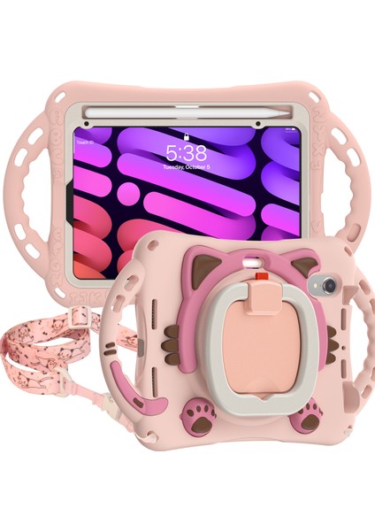 Omuz Askılı Silikon Pc 360 Derece Döner Tekme Standı Düşmeyi Önleyici ve Darbeye iPad Mini Koruyucu (2021) Tablet Kılıfı (Yurt Dışından)