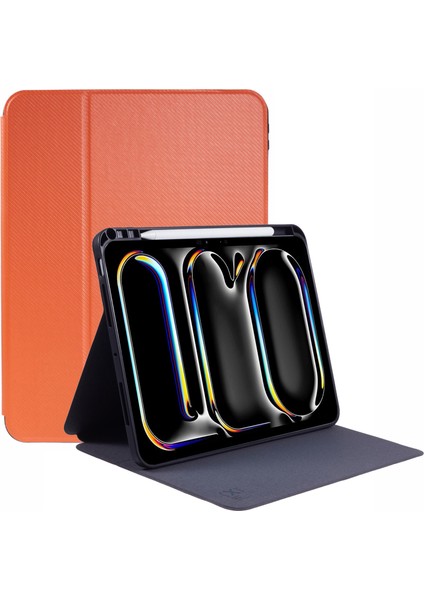 iPad Pro 13 (2024) Pu Deri Tpu Destekli Standlı Turuncu Tablet Kılıfı (Yurt Dışından)