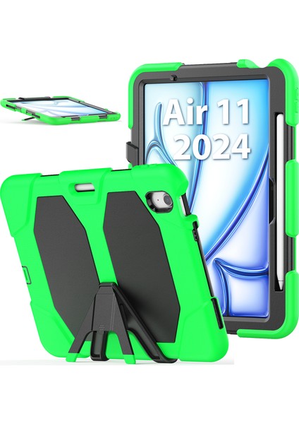 iPad Air 11 (2024) Dahili Ekran Koruyuculu stand Pc Silikon Tablet Kılıfı (Yurt Dışından)