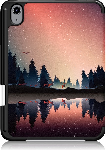 Desen Baskı Dahili Kalem Tutucu Premium Üç Katlı Stand Ince Otomatik Uyandırma uyku Pu Deri Akıllı ile Apple iPad Mini 6 (2021) FOREST Tablet Kılıfı (Yurt Dışından)